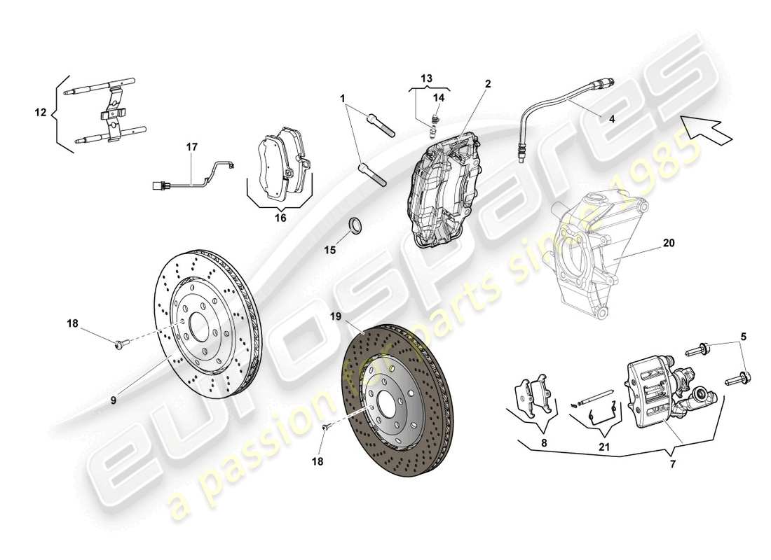 lamborghini lp570-4 sl (2012) schema delle parti freno a disco posteriore