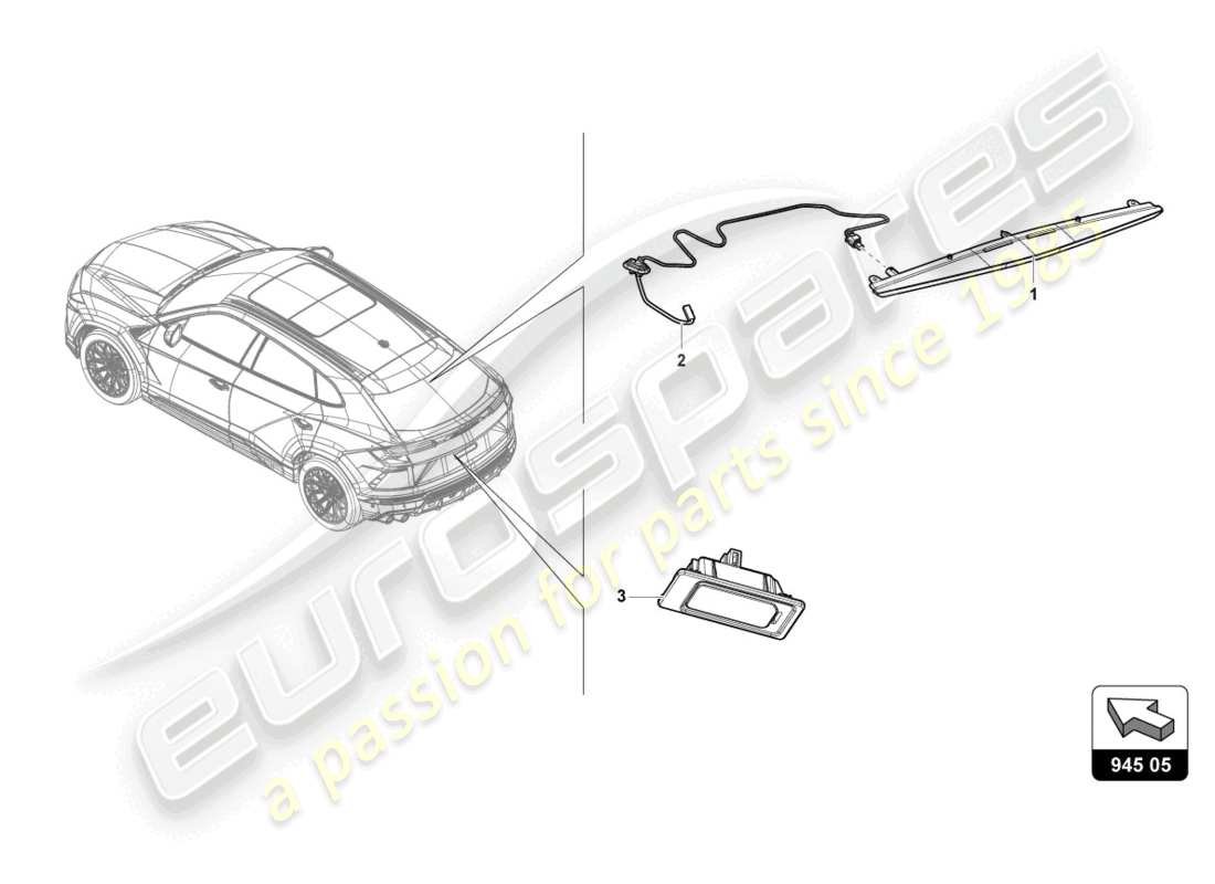 lamborghini urus (2022) luce stop aggiuntiva diagramma delle parti