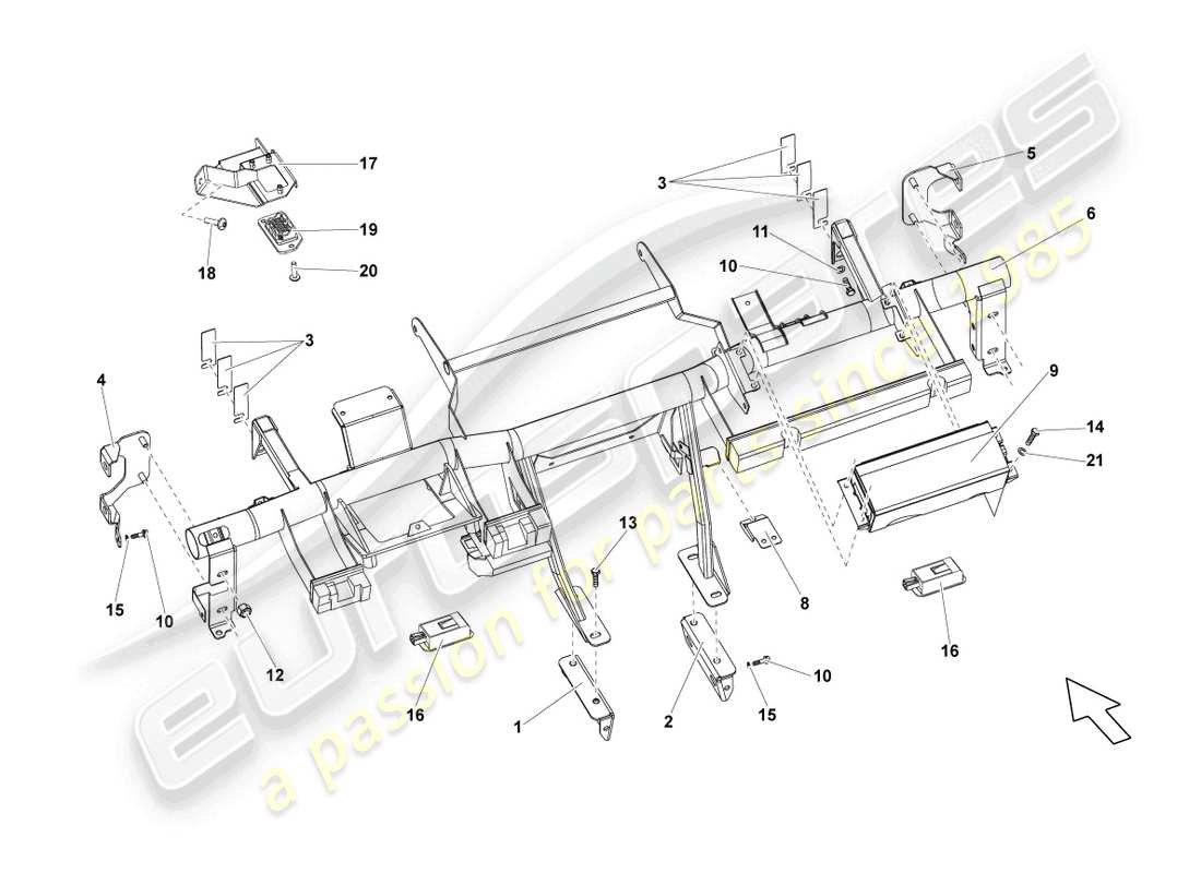 lamborghini gallardo coupe (2005) traversa per cruscotto schema delle parti