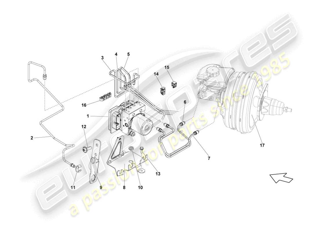 lamborghini lp550-2 spyder (2011) schema delle parti dell'unità abs