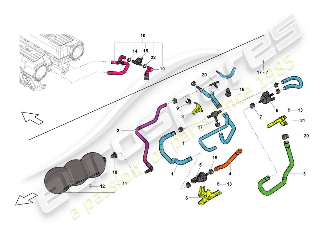 lamborghini lp550-2 spyder (2010) schema delle parti del sistema di vuoto