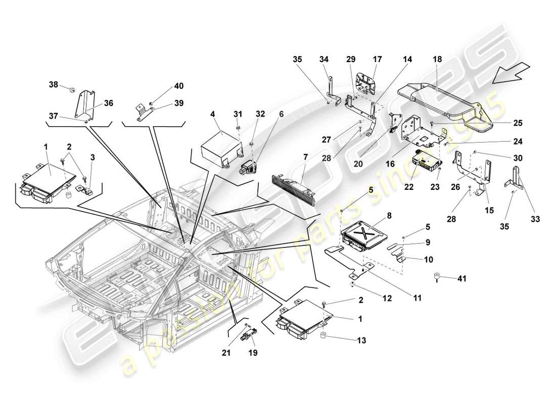 lamborghini superleggera (2008) centralina motore schema delle parti