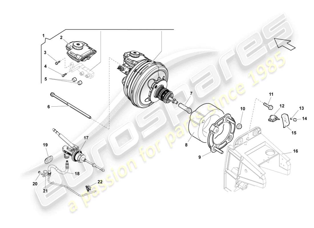 lamborghini lp550-2 spyder (2010) diagramma delle parti del servofreno