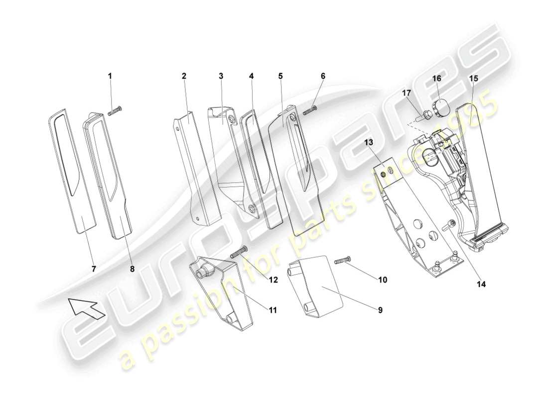 lamborghini lp560-4 spider (2014) pedale dell'acceleratore diagramma delle parti