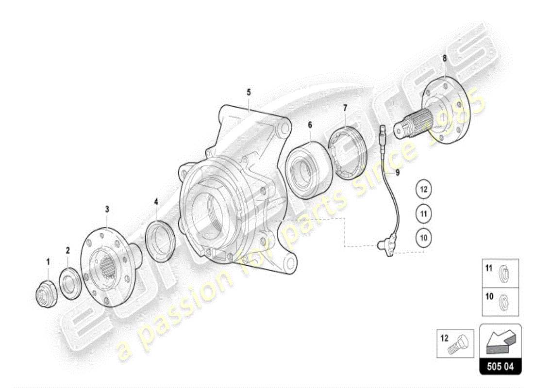 lamborghini diablo vt (1998) mozzo ruota diagramma delle parti