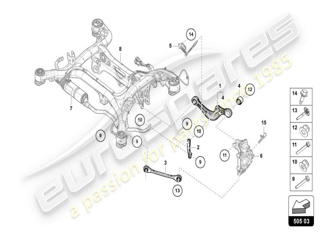 lamborghini 2025 | urus se aufhängung hinten teilediagramm