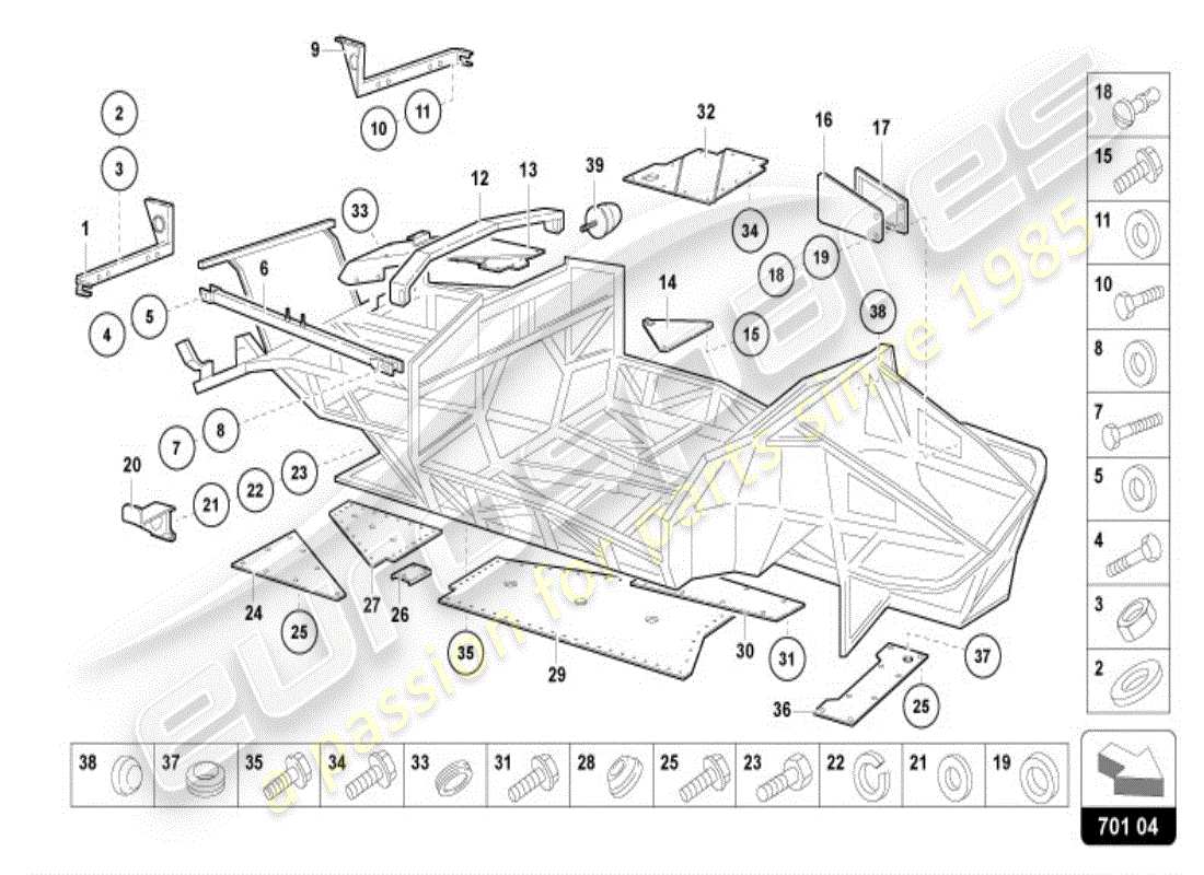 lamborghini diablo vt (1996) parte anteriore della cornice di rivestimento diagramma delle parti