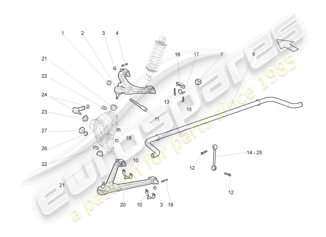 lamborghini gallardo spyder (2007) schema delle parti assale anteriore