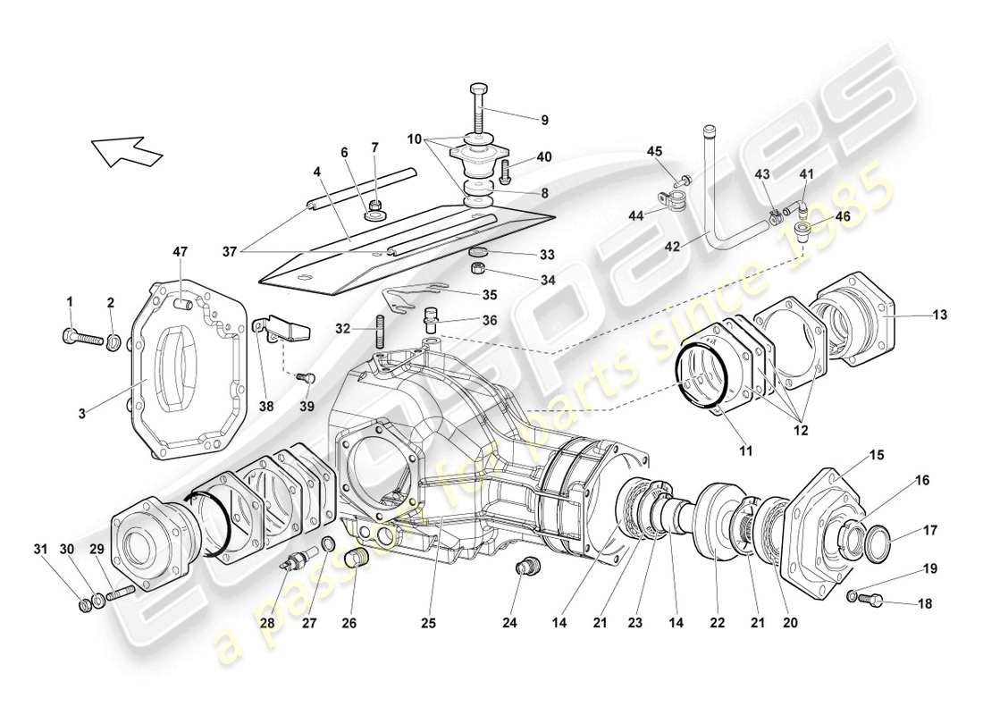 lamborghini lp640 roadster (2010) scatola per differenziale schema parte