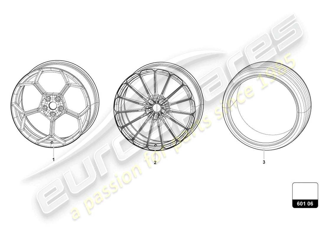 lamborghini urus performante (2024) ruote/pneumatici 22 diagramma delle parti