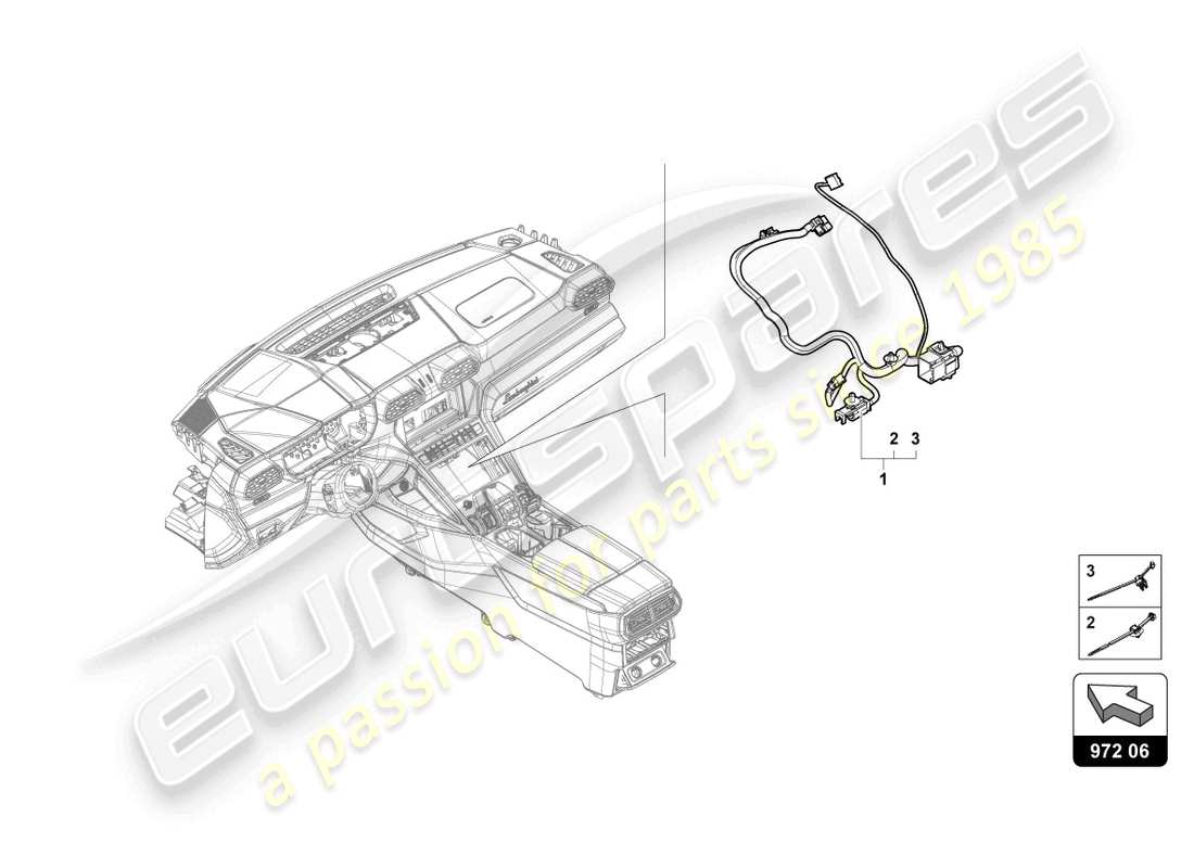 lamborghini urus (2022) cablaggio per console centrale diagramma delle parti