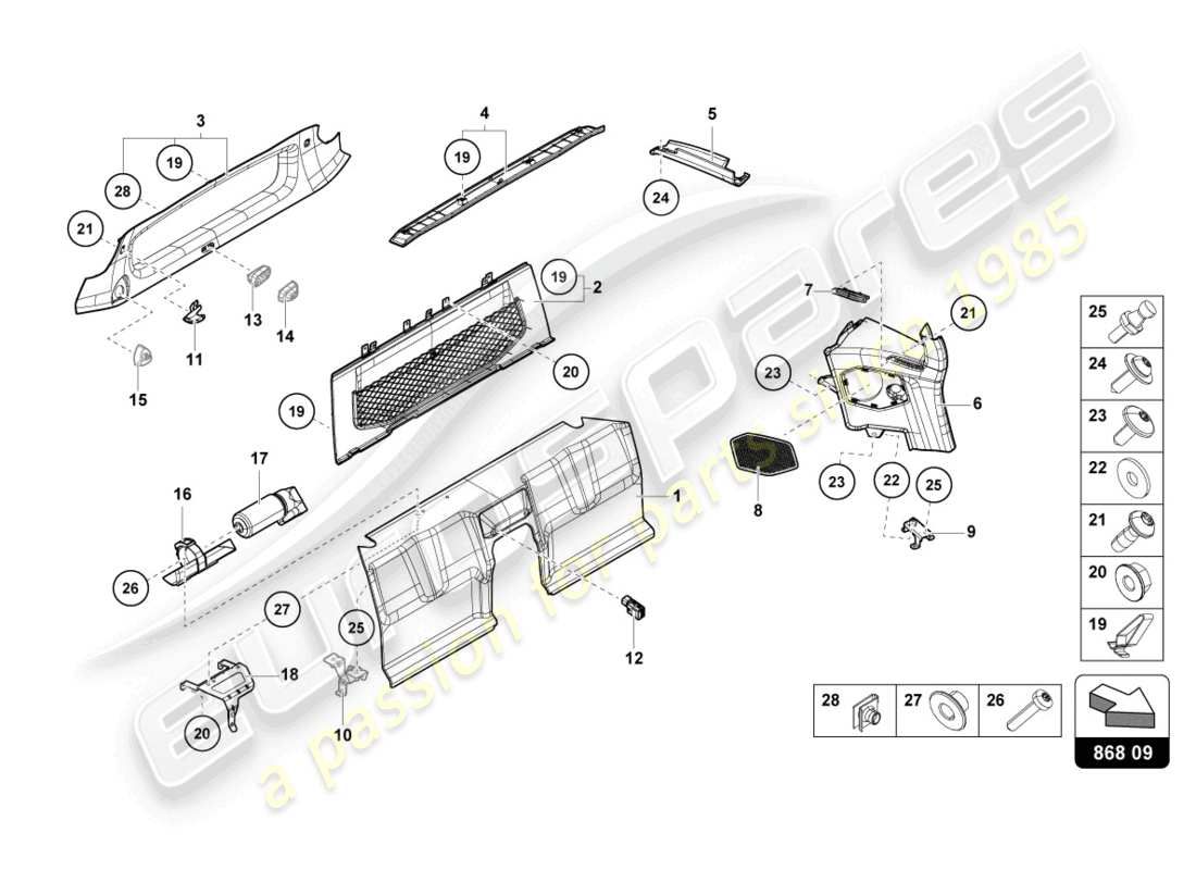 lamborghini sto (2022) zona vano posteriore diagramma delle parti