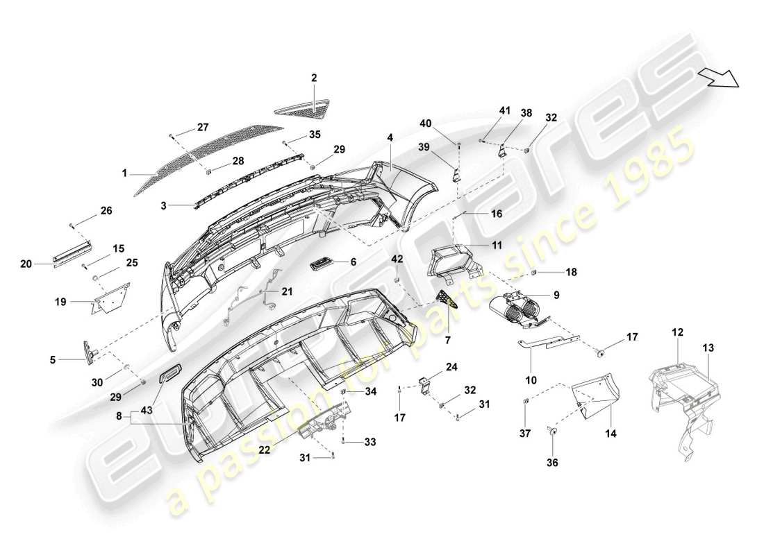 lamborghini lp560-4 spyder fl ii (2013) paraurti posteriore diagramma delle parti