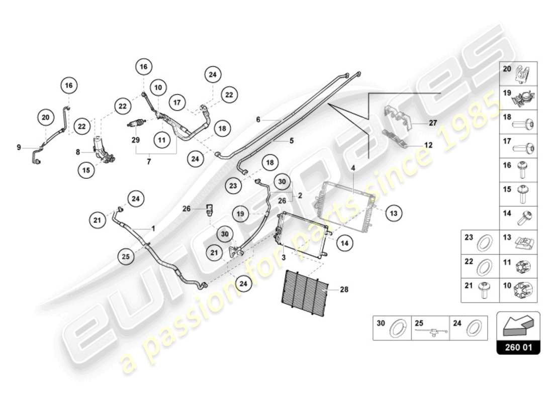 lamborghini tecnica (2023) condensatore a/c diagramma delle parti
