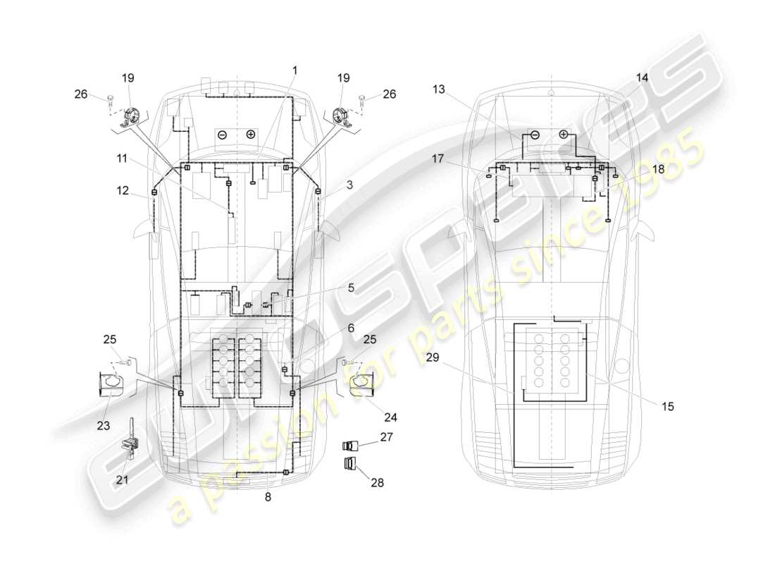 lamborghini superleggera (2008) cablaggi elettrici schema delle parti