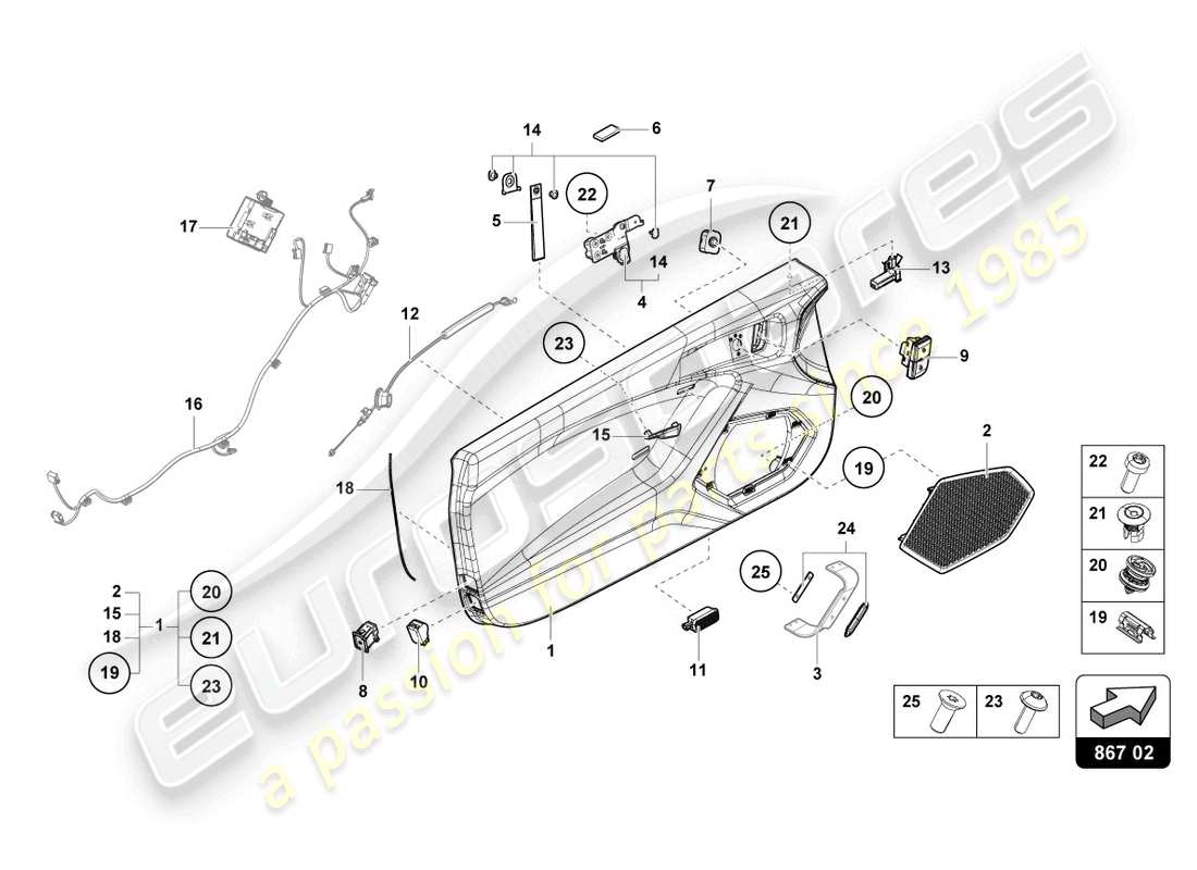 lamborghini sto (2022) schema delle parti del pannello della porta