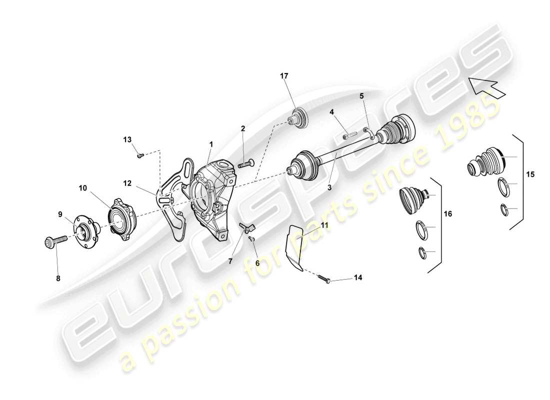 lamborghini gallardo coupe (2008) schema delle parti anteriori dell'albero di trasmissione