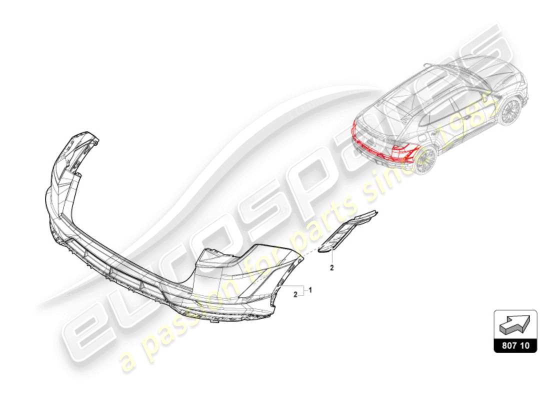 lamborghini urus performante (2024) paraurti, schema delle parti complete