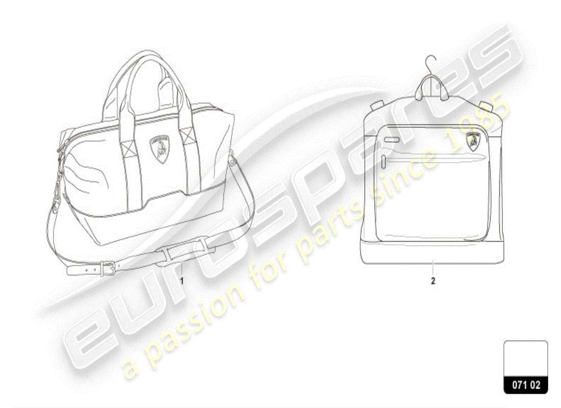 lamborghini revuelto coupe (accessories) set borse da viaggio diagramma delle parti
