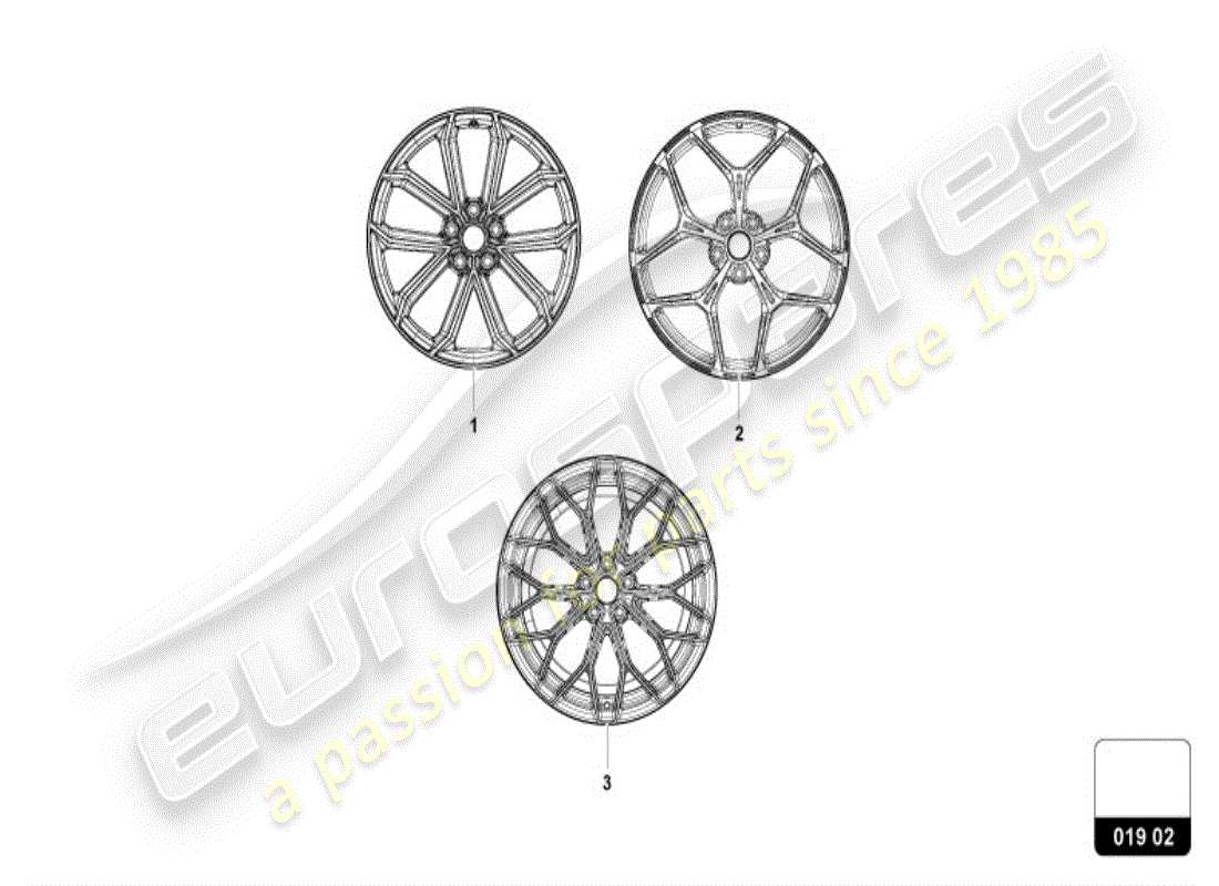 lamborghini revuelto coupe (accessories) cerchio in alluminio diagramma delle parti