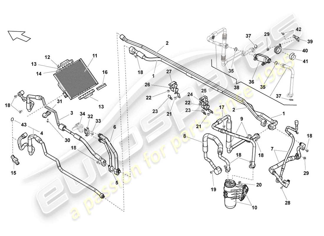 lamborghini lp550-2 coupe (2010) diagramma delle parti del condensatore a/c