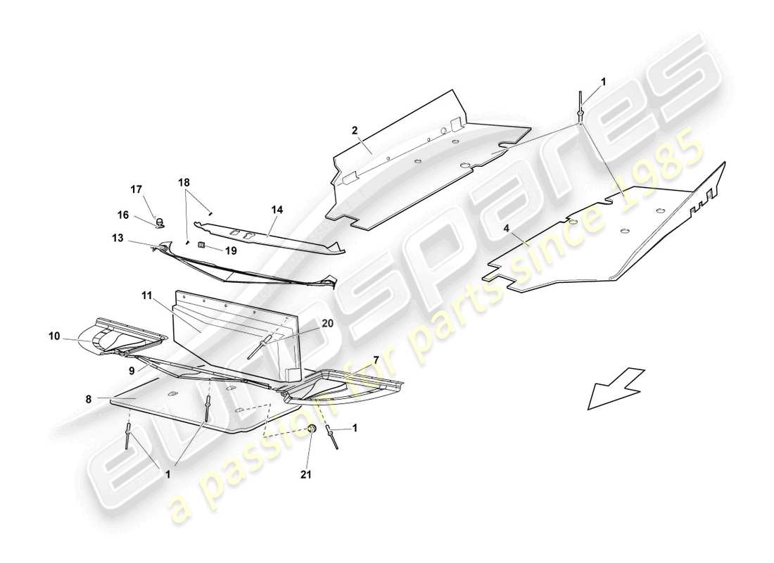 lamborghini reventon rivestimento sottoscocca diagramma delle parti