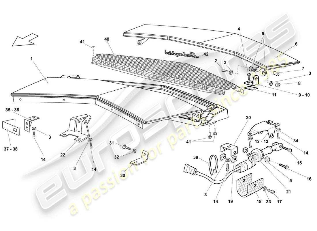 lamborghini reventon sportello per copertura motore diagramma delle parti
