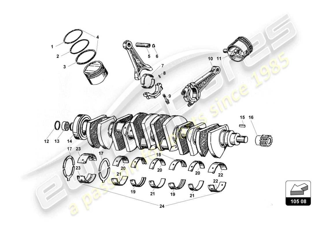 lamborghini countach 25th anniversary (1989) albero a camme diagramma delle parti