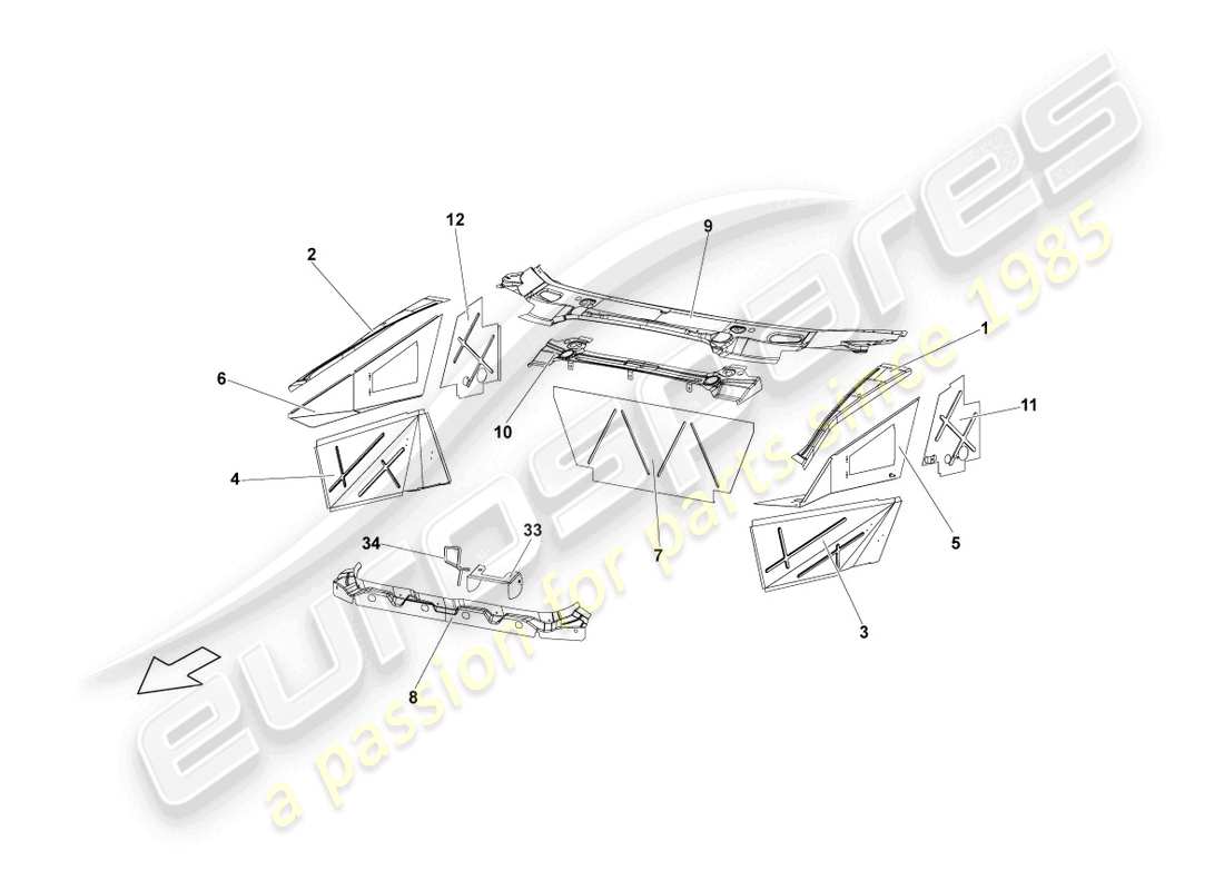 lamborghini reventon schema delle parti del telaio anteriore