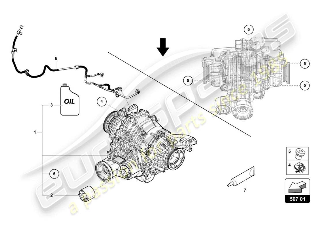 lamborghini urus s (2024) differenziale posteriore diagramma delle parti