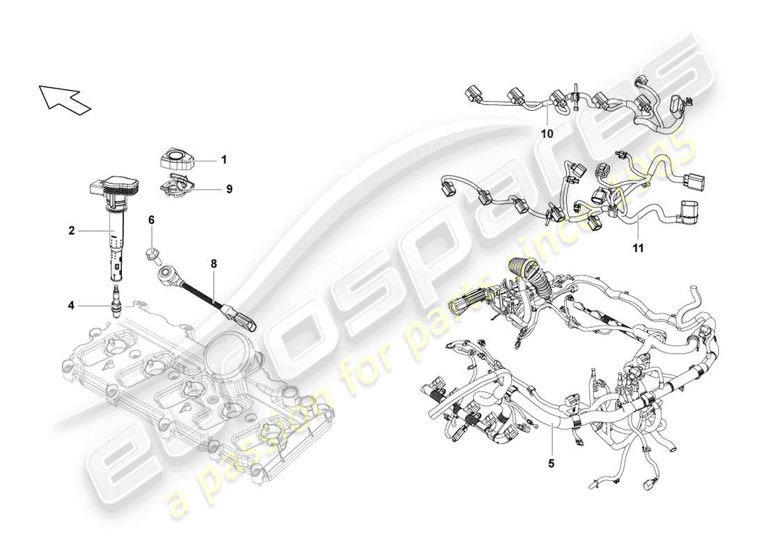 lamborghini lp550-2 coupe (2010) diagramma delle parti della candela