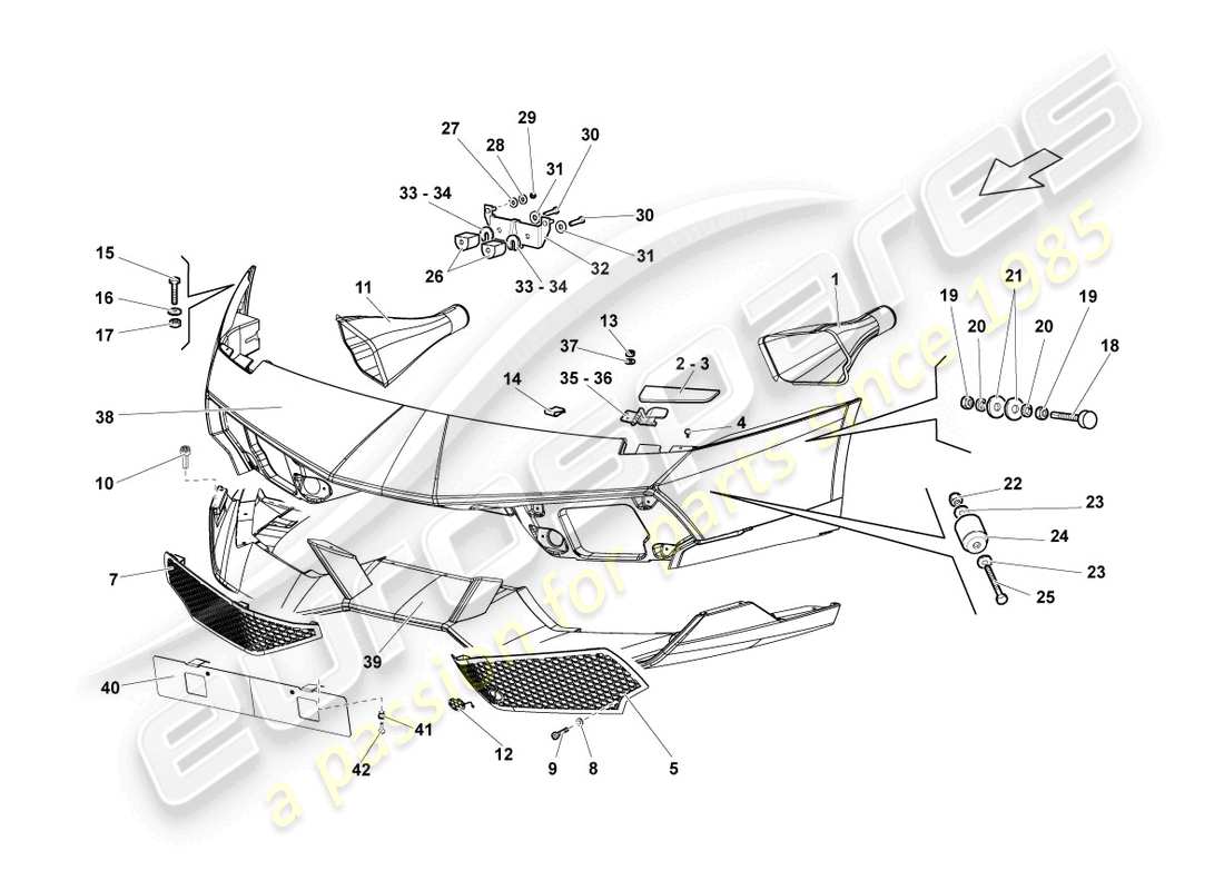 lamborghini lp670-4 sv (2010) schema delle parti paraurti anteriore
