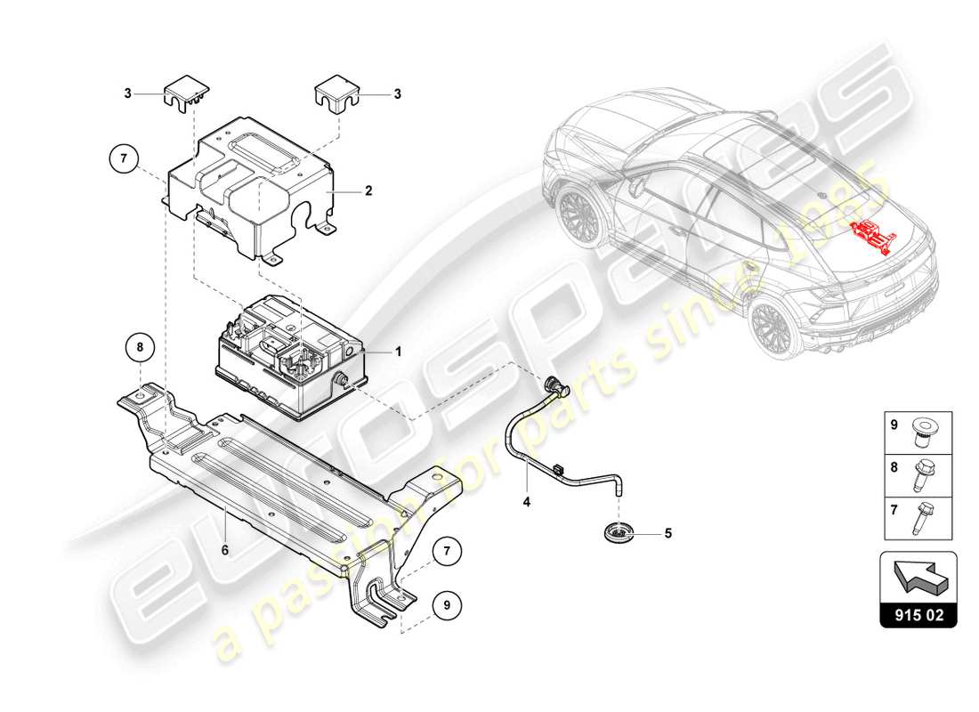 lamborghini urus (2020) condensatore per impianto elettrico del veicolo 48 v. schema delle parti