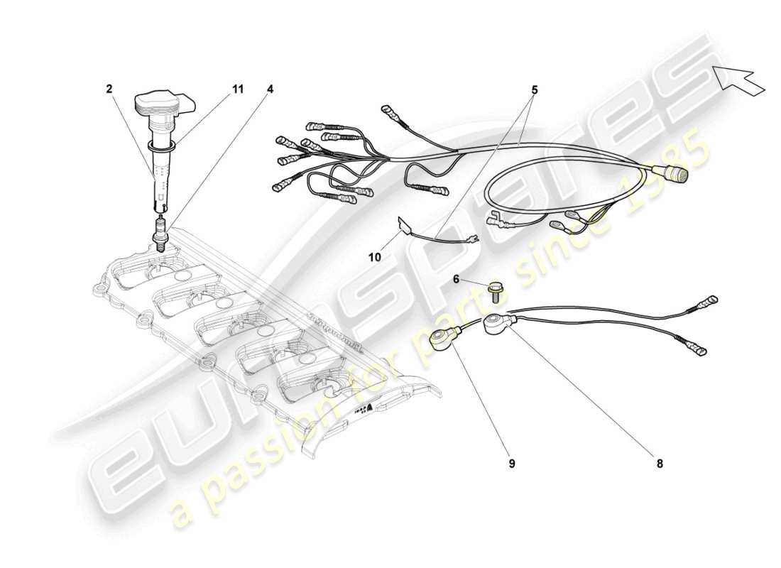 lamborghini gallardo spyder (2008) candela diagramma delle parti