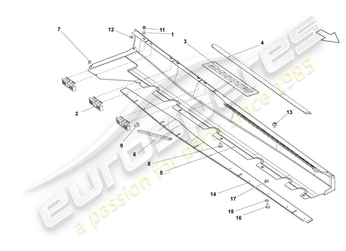 lamborghini superleggera (2008) rivestimento lato lato schema delle parti