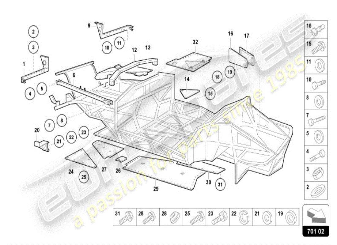 lamborghini diablo vt (1995) parte anteriore della cornice di rivestimento diagramma delle parti