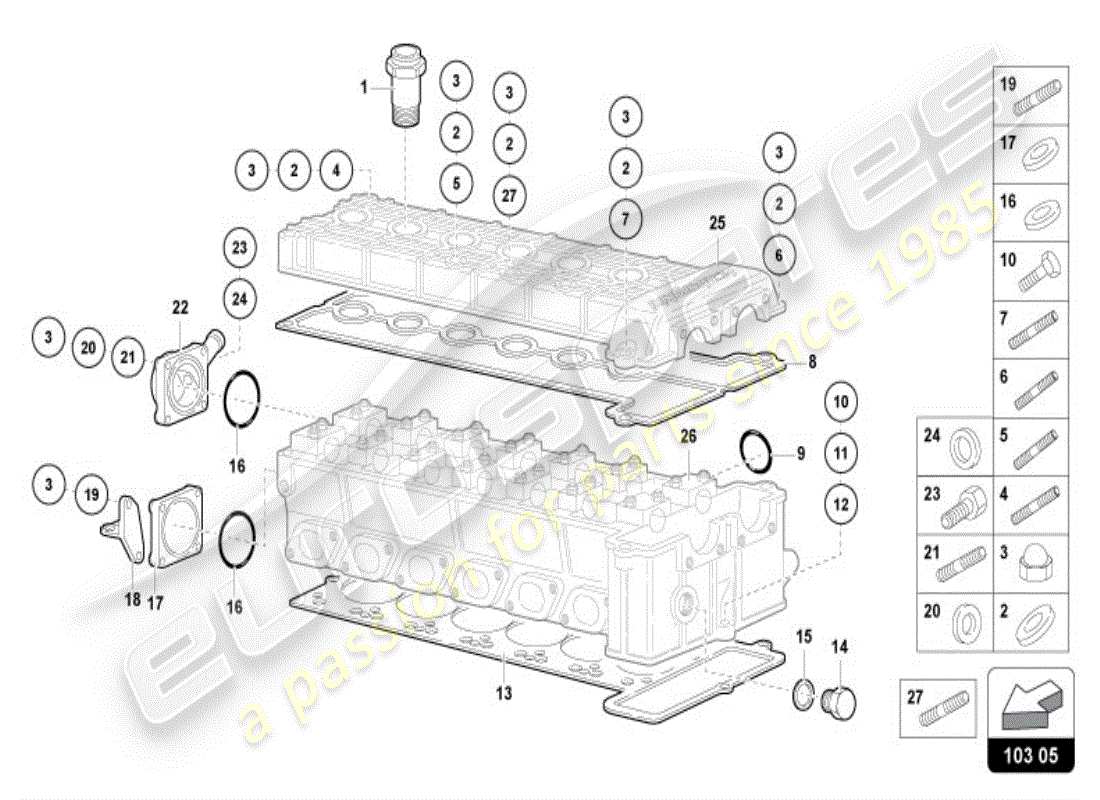 lamborghini diablo vt (1996) accessori testa destra diagramma delle parti