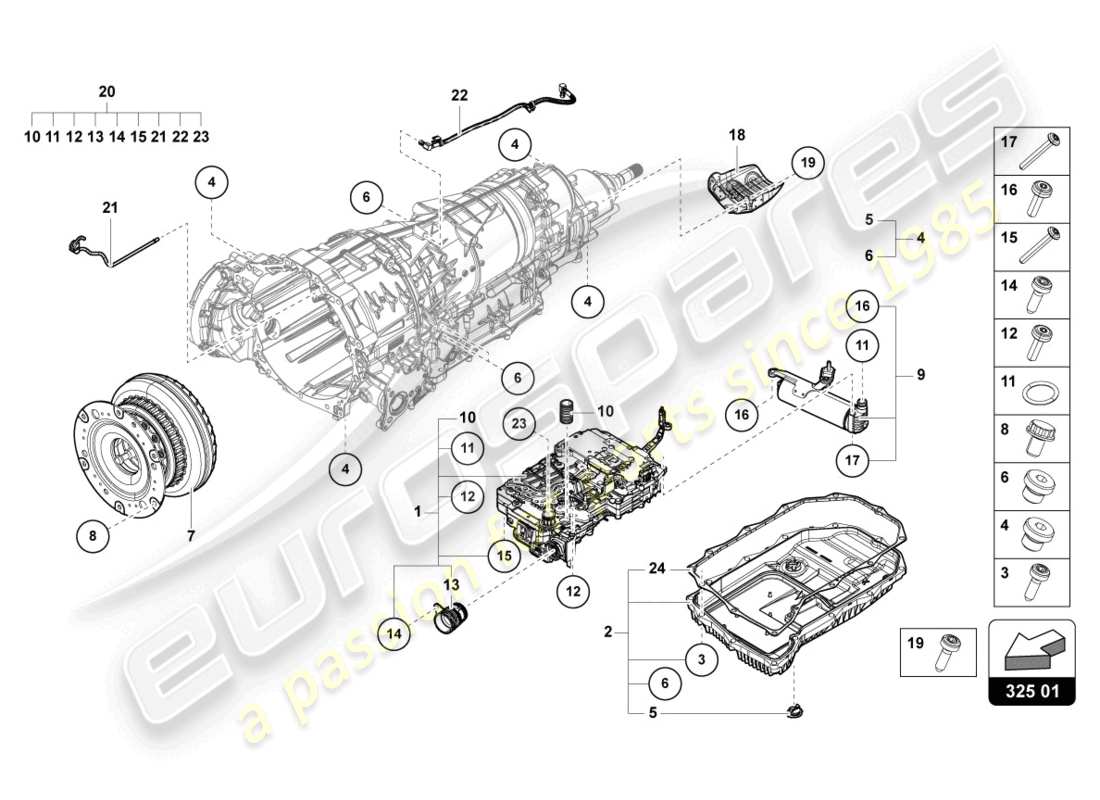 lamborghini urus (2020) meccatronica con software diagramma delle parti