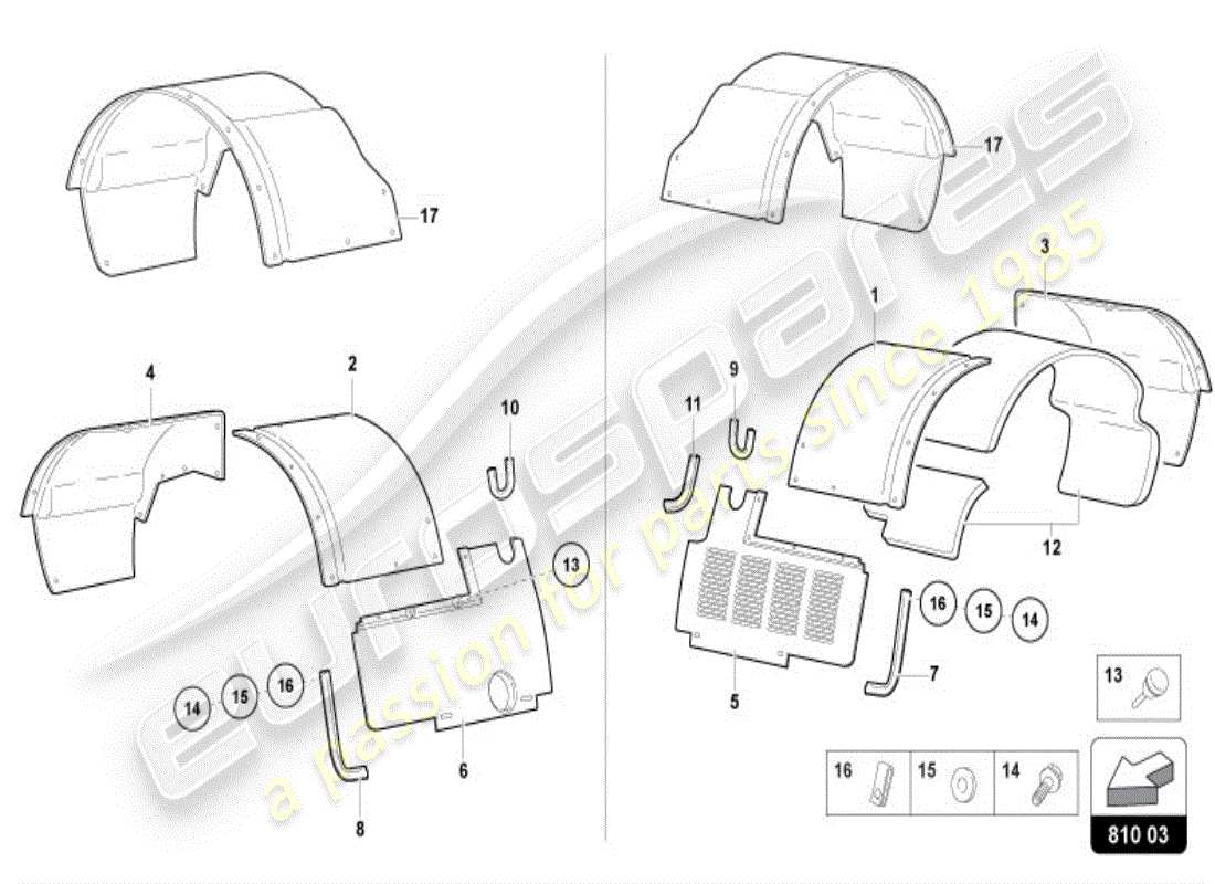 lamborghini diablo vt (1995) passaggio ruota posteriore diagramma delle parti