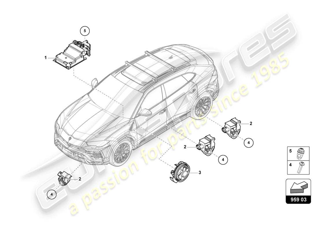 lamborghini urus (2021) centralina per airbag diagramma delle parti