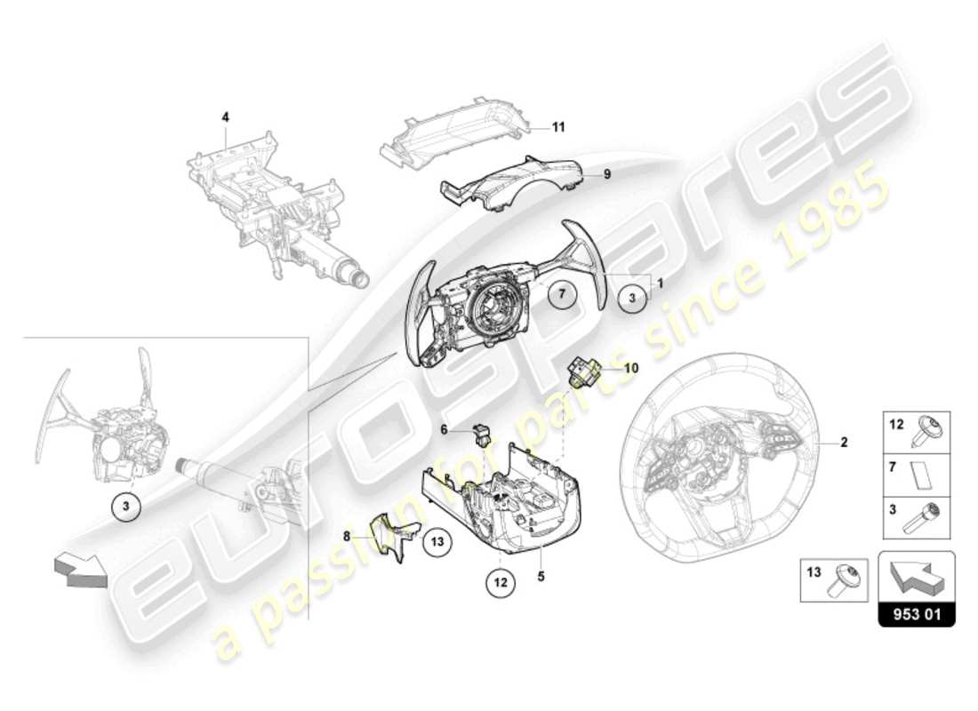 lamborghini revuelto coupe (2024) col.sterzo interruttore combinato diagramma delle parti