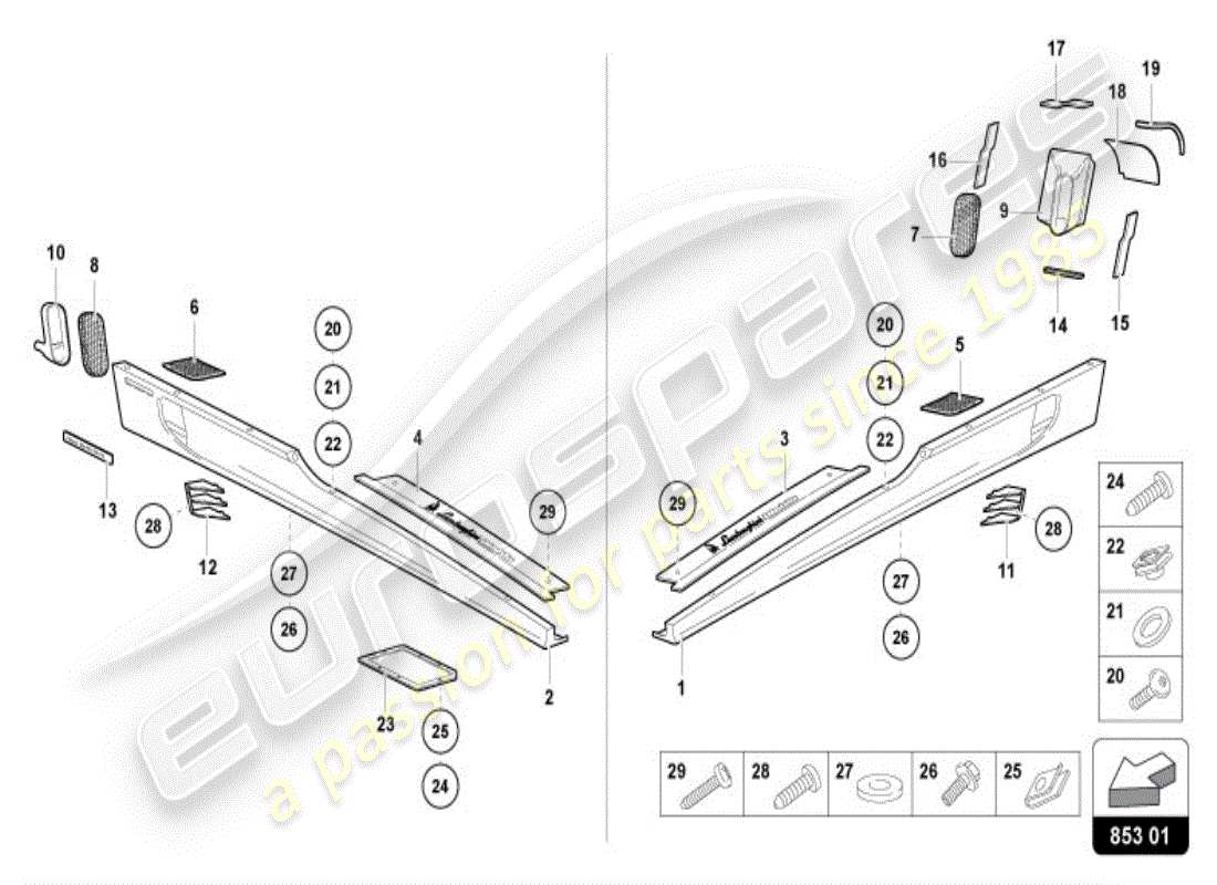 lamborghini diablo vt (1997) lato esterno inferiore per passaruota schema parte