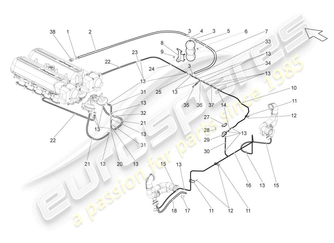 lamborghini gallardo spyder (2006) serbatoio del vuoto diagramma delle parti