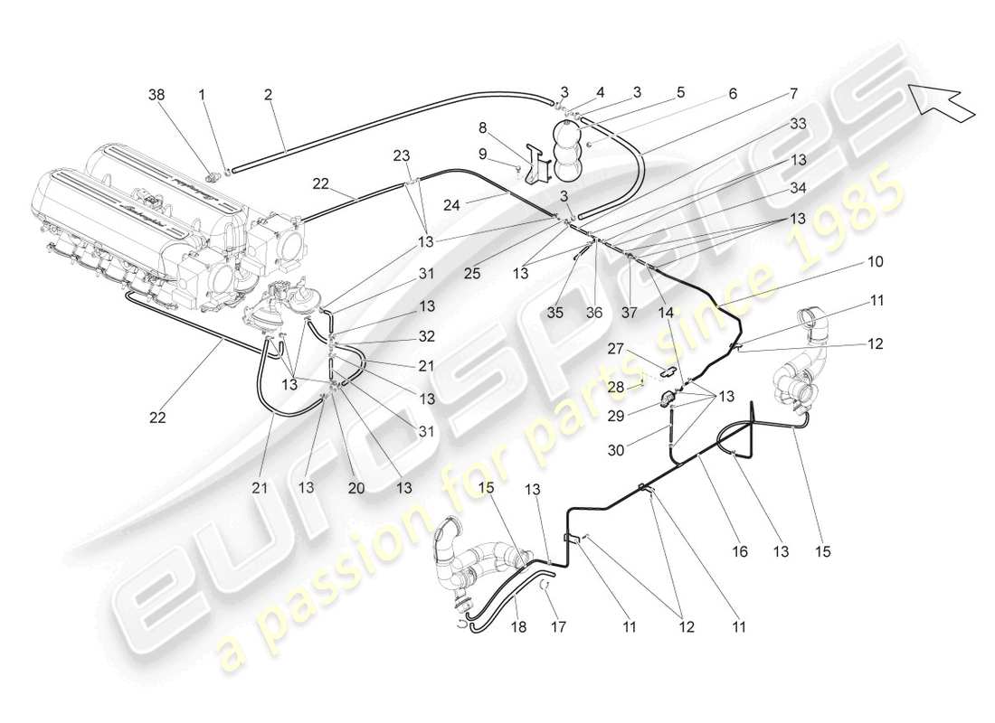 lamborghini gallardo spyder (2006) serbatoio di vuoto diagramma delle parti