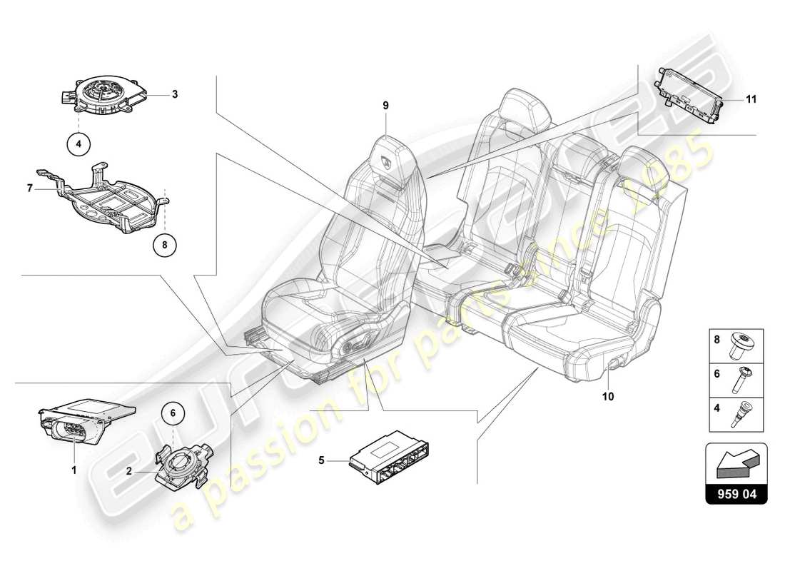lamborghini urus (2022) centralina per sensore sedile occupato schema parte