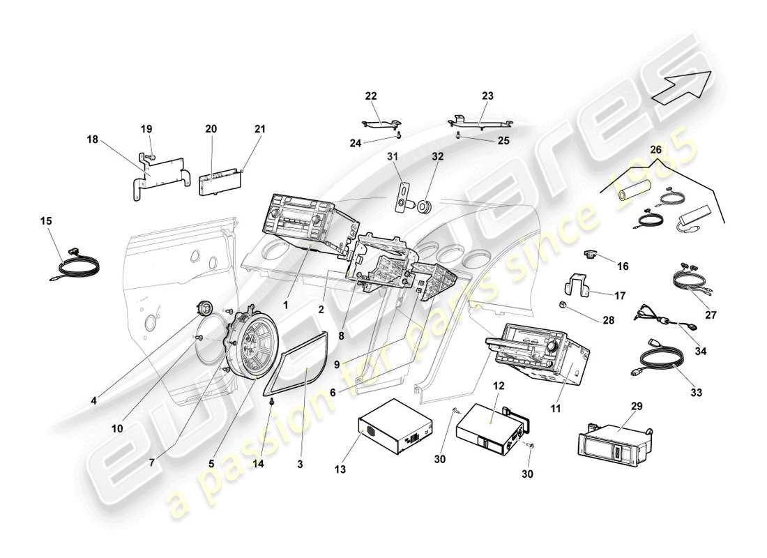 lamborghini gallardo coupe (2005) unità di controllo per infor schema delle parti