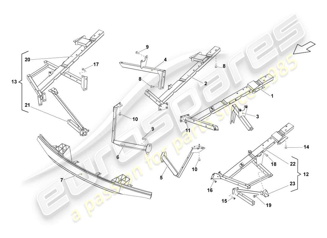 lamborghini lp570-4 sl (2014) parte anteriore della carrozzeria schema delle parti