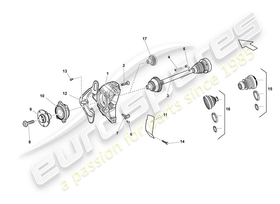 lamborghini lp570-4 sl (2013) albero di trasmissione anteriore diagramma delle parti