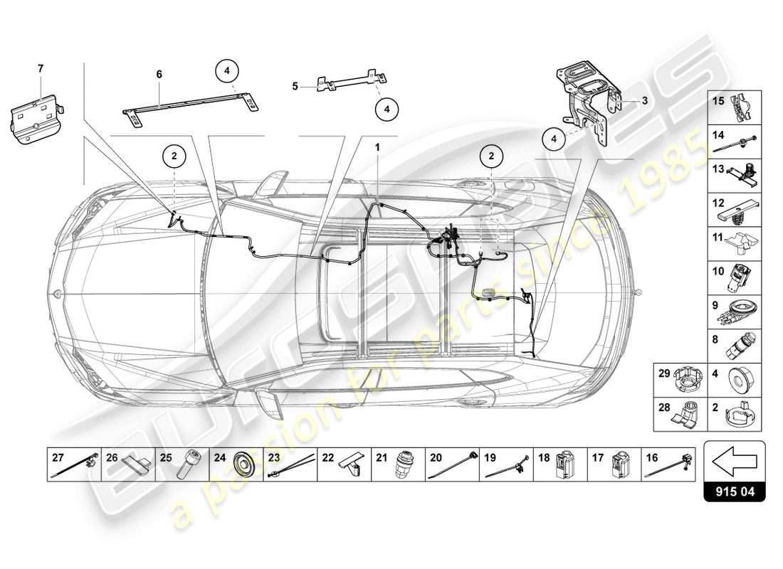 lamborghini urus (2020) set cablaggio batteria +/- diagramma delle parti