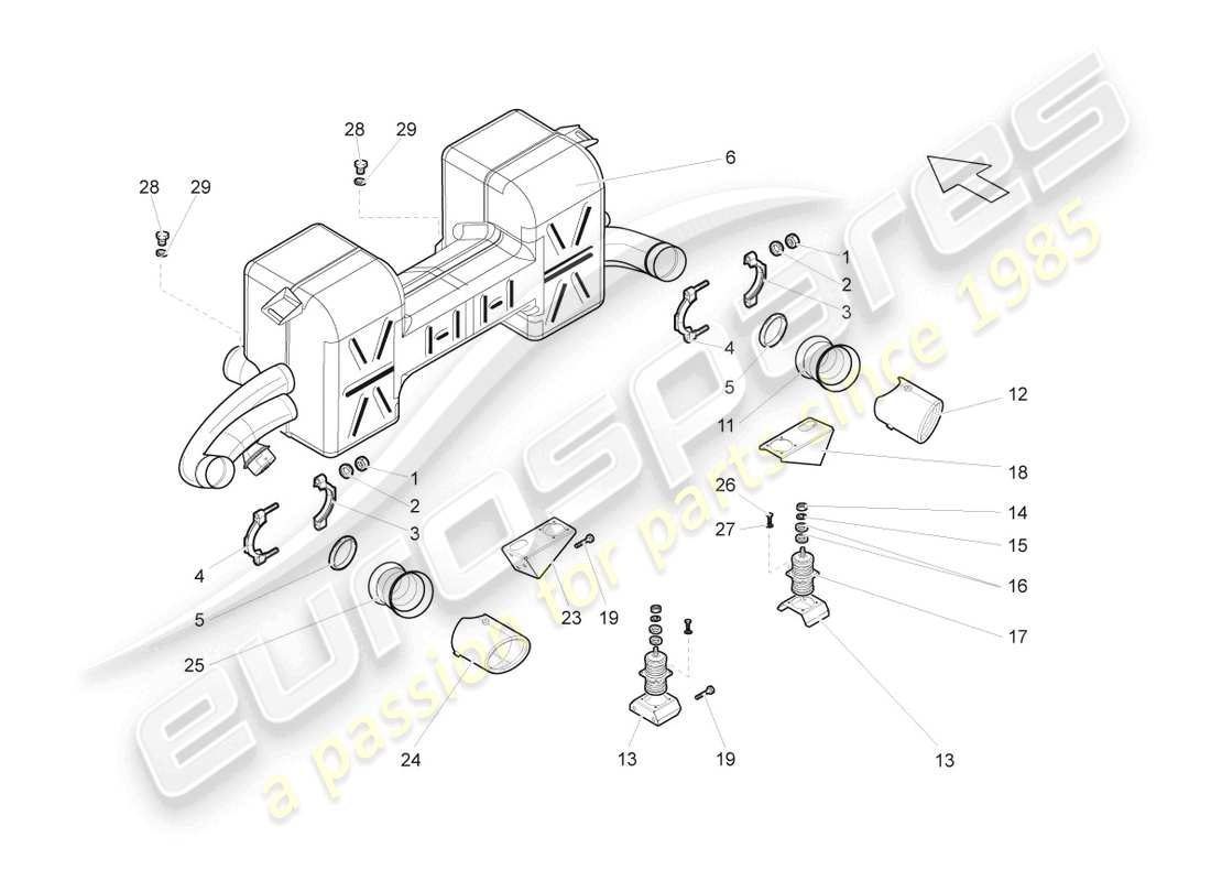 lamborghini gallardo spyder (2006) silenziatore posteriore schema delle parti